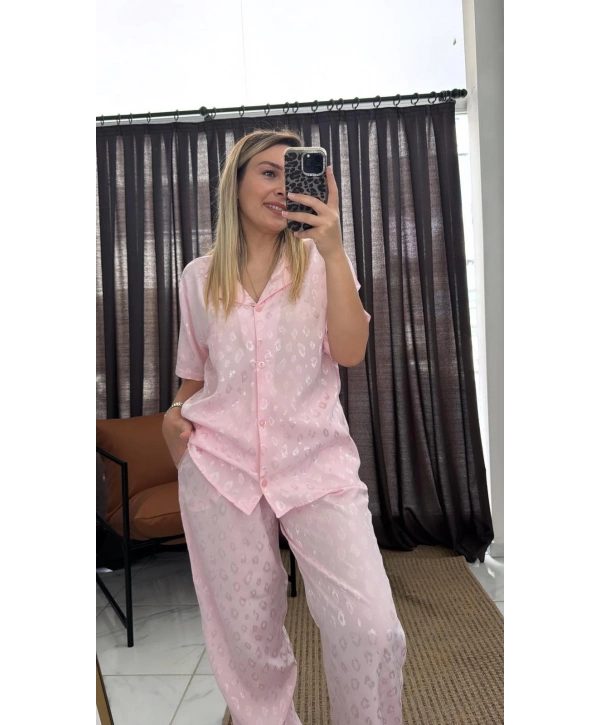 DOKUMA SATEN LEO PİJAMA TAKIM