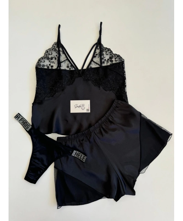 İP DETAY SATEN ŞORT TAKIM