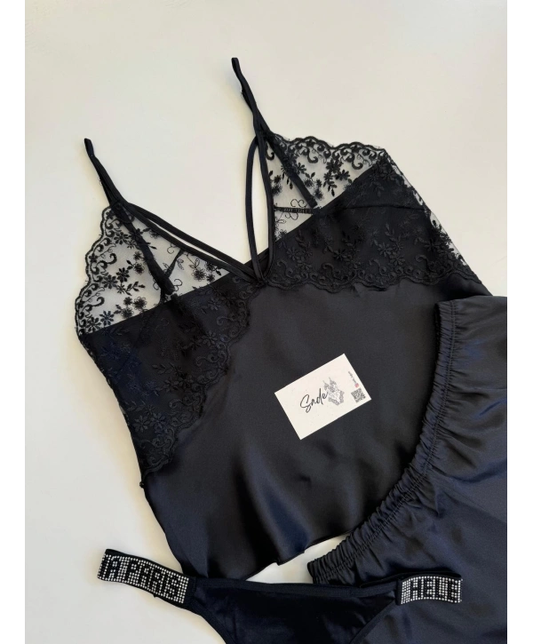 İP DETAY SATEN ŞORT TAKIM