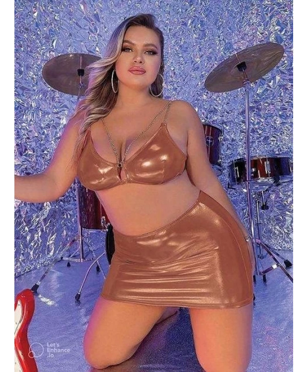 KAHVE ZİNCİR DETAY BIG SİZE FANTAZİ