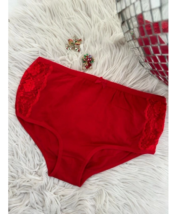 YAN DANTELLİ KIRMIZI KÜLOT