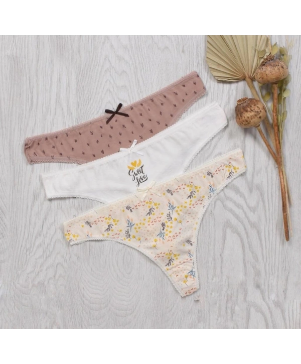 YAPRAK DESEN 3LÜ TANGA TAKIM