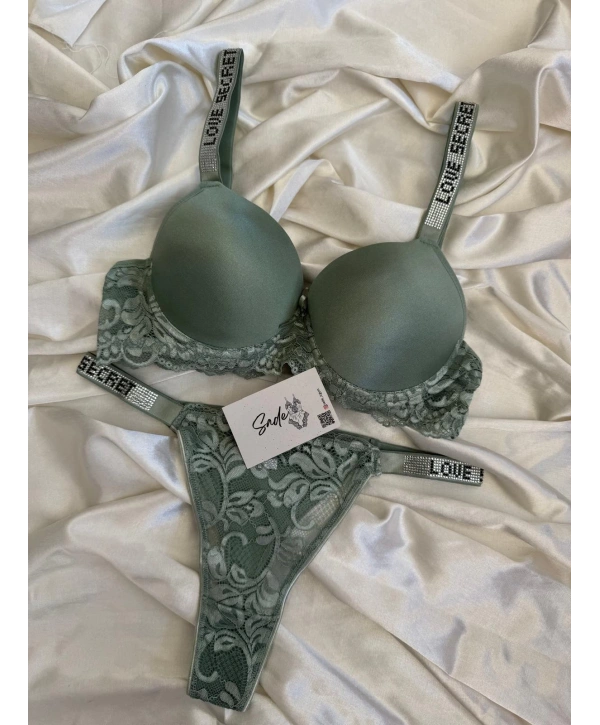 YEŞİL TAŞLI SÜTYEN TAKIM