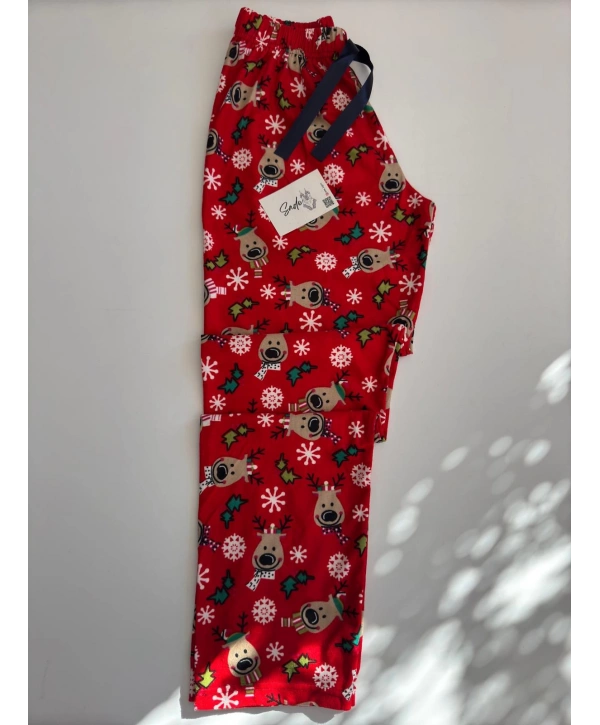 YILBAŞI TEMALI SÜET ALT PİJAMA