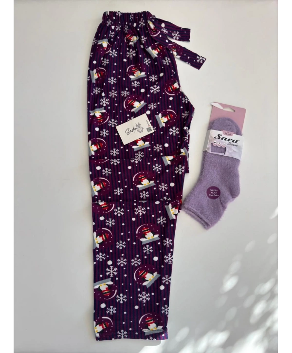 YILBAŞI TEMALI SÜET ALT PİJAMA