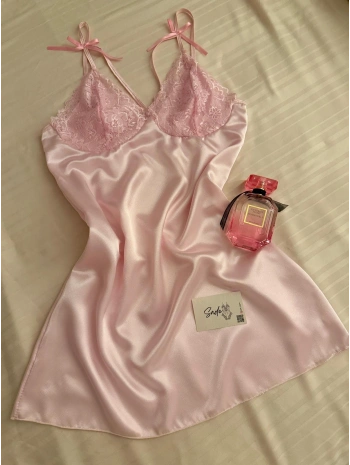 PEMBE SATEN GECELİK