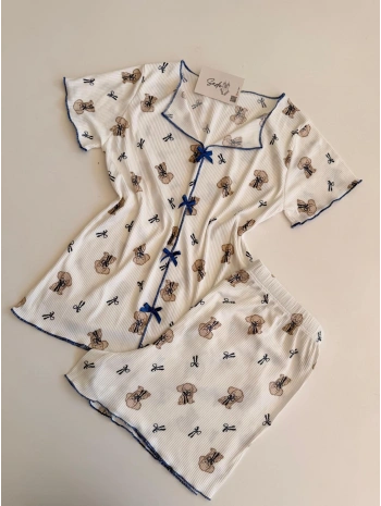 KÖPEK DESEN AÇIK YAKA ŞORT TAKIM