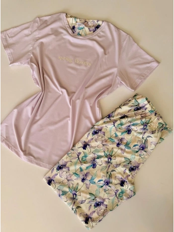 LİLA YARIM KOL PİJAMA TAKIM