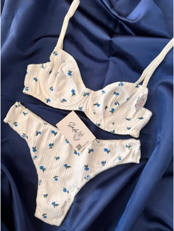 ÇİÇEK DESEN FİTİLLİ TAKIM