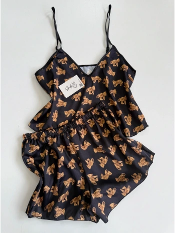 AYICIK DESEN SATEN ŞORT TAKIM