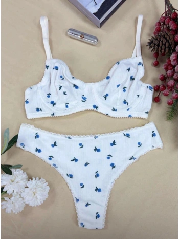 ÇİÇEK DESEN FİTİLLİ TAKIM