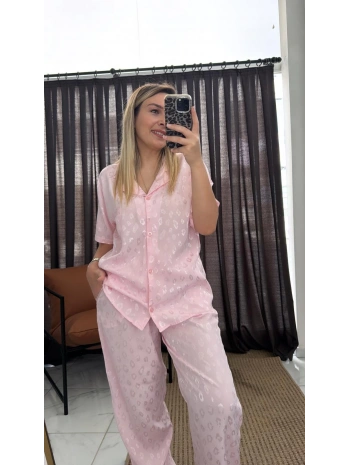 DOKUMA SATEN LEO PİJAMA TAKIM