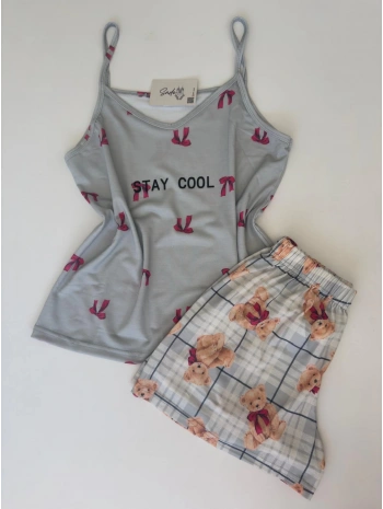 FİYONK DESEN ASKILI ŞORT TAKIM