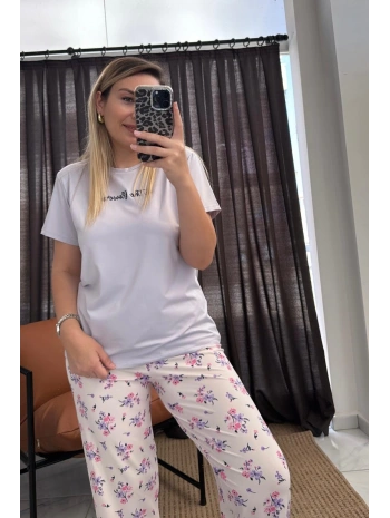 LİLA ÇİÇEKLİ PİJAMA TAKIM