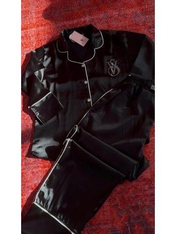 SİYAH SATEN PİJAMA TAKIMI