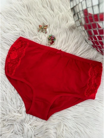 YAN DANTELLİ KIRMIZI KÜLOT