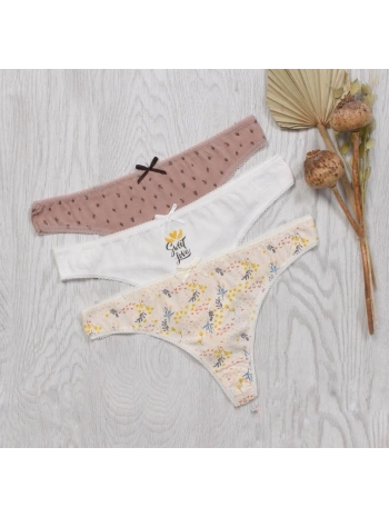 YAPRAK DESEN 3LÜ TANGA TAKIM