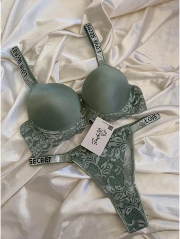 YEŞİL TAŞLI SÜTYEN TAKIM