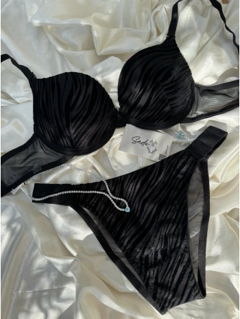 ZEBRA DESEN SİYAH TAKIM