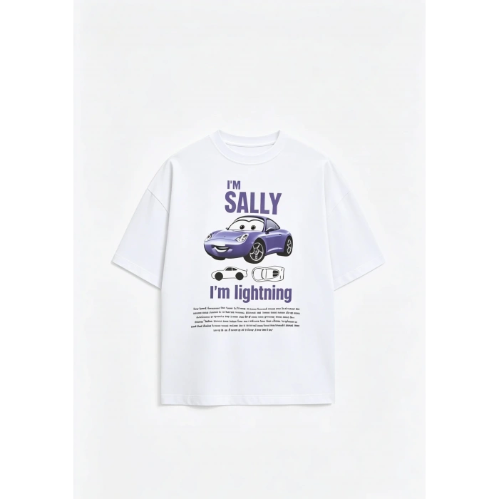 2li Mcquenn and Sally Cars Arabalar Unisex Oversize Çift Tişört