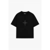Unisex Pusula Taş Baskılı Siyah Oversize Tshirt