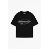 Unisex Reverse Taş Baskılı Siyah Oversize Tshirt