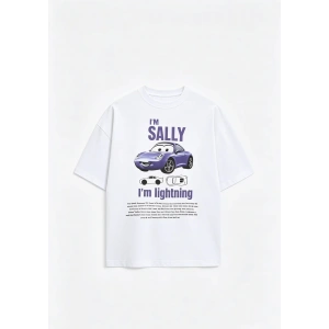 2li Mcquenn and Sally Cars Arabalar Unisex Oversize Çift Tişört