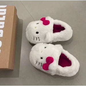 Hello Kitty Pembe Yumuşak Tüylü Peluş Panduf Terlik