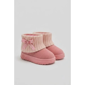 Pembe Kurdele Detaylı Peluş Görünümlü Kar Botu