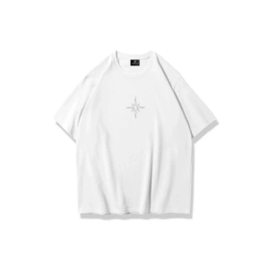 Unisex Taş Baskılı Beyaz Oversize Tshirt