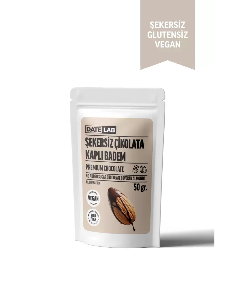 Şekersiz Çikolata Kaplı Badem 50 gr.