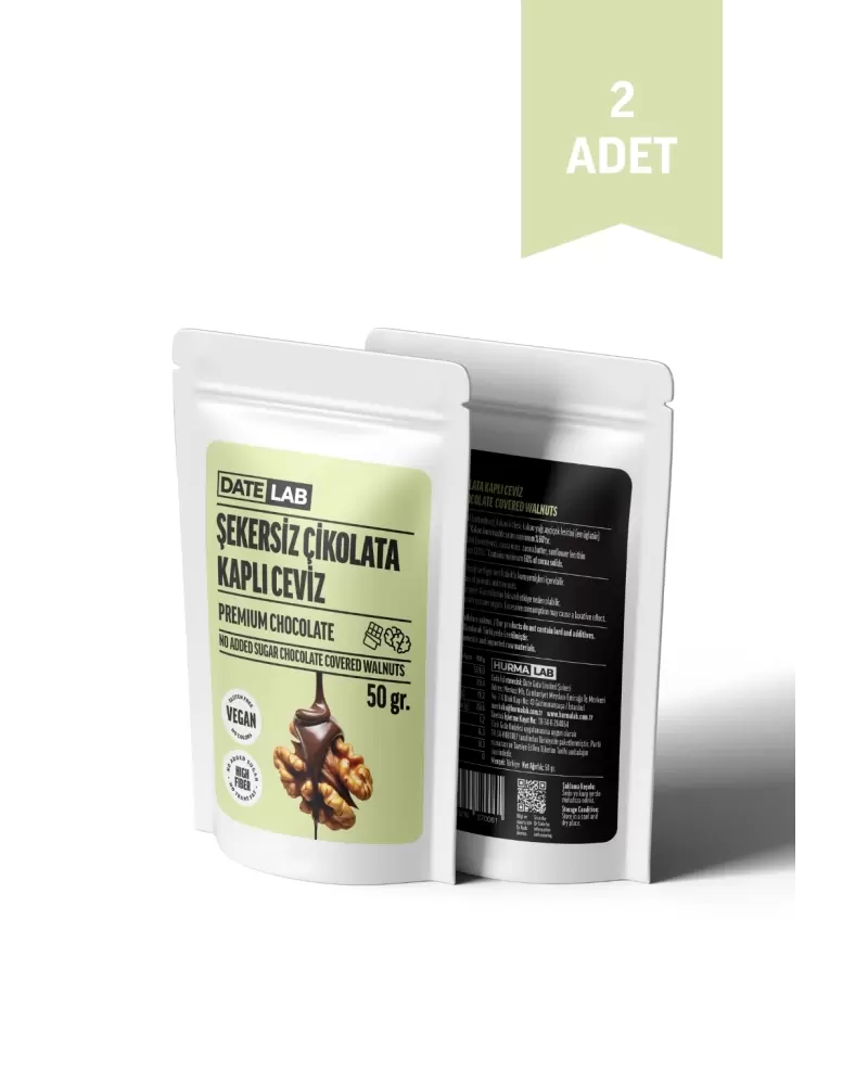 Şekersiz Çikolata Kaplı Ceviz 2 Adet x 50 gr.