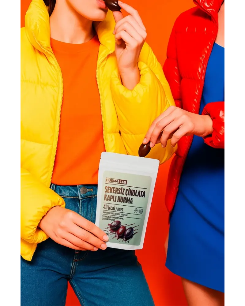Şekersiz Çikolata Kaplı Hurma 2 Adet x 50 gr.
