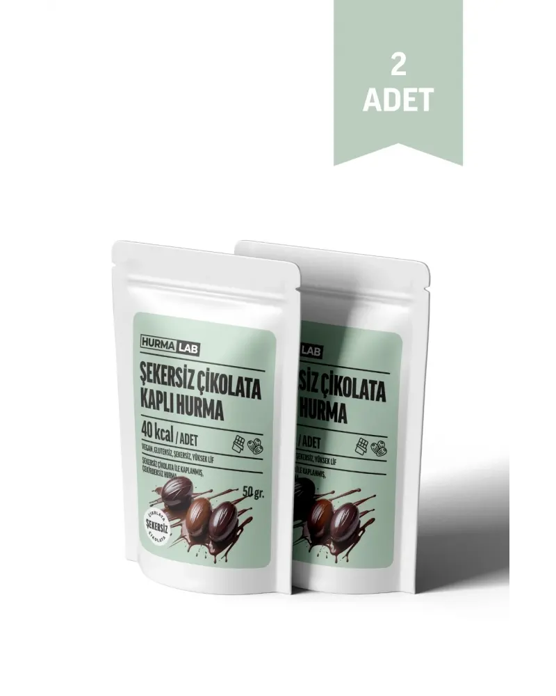 Şekersiz Çikolata Kaplı Hurma 2 Adet x 50 gr.