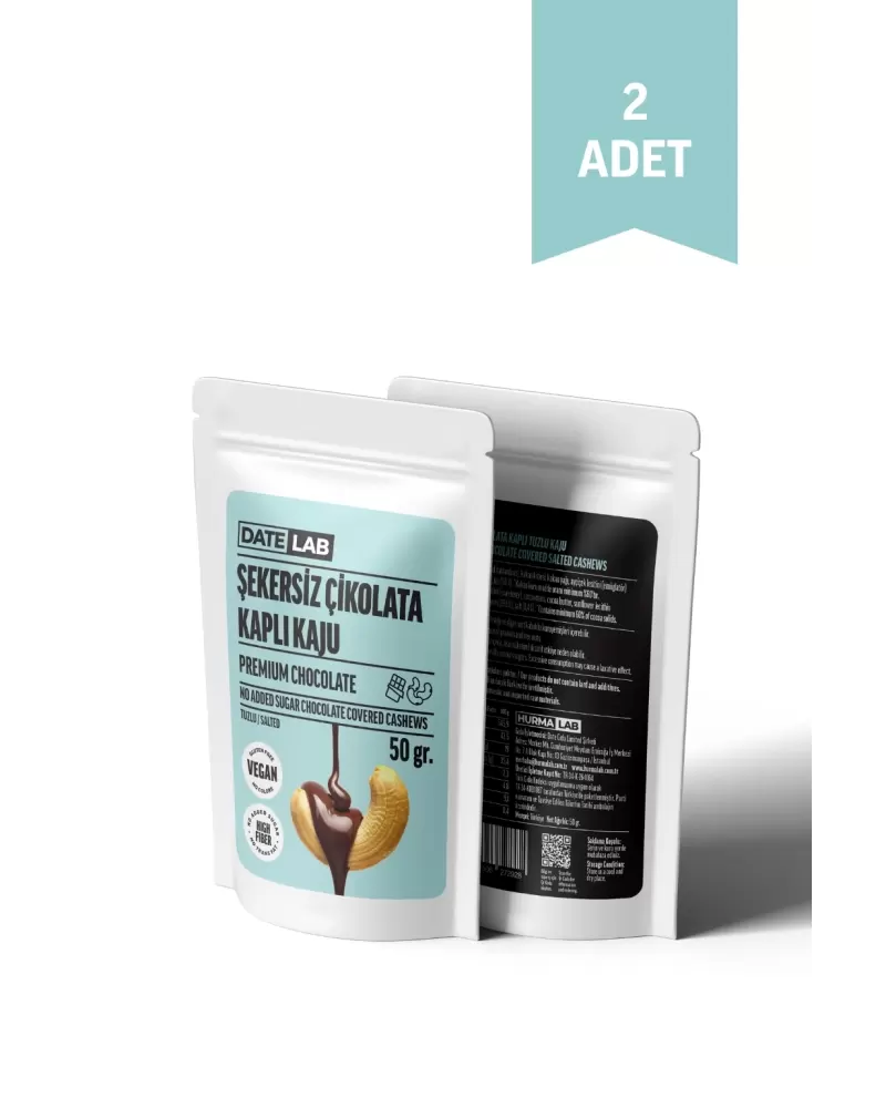 Şekersiz Çikolata Kaplı Kaju 2 Adet x 50 gr.