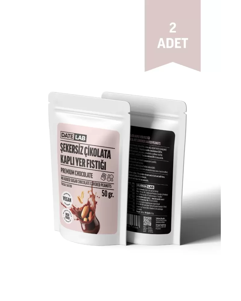 Şekersiz Çikolata Kaplı Yer Fıstığı 2 Adet x 50 gr.
