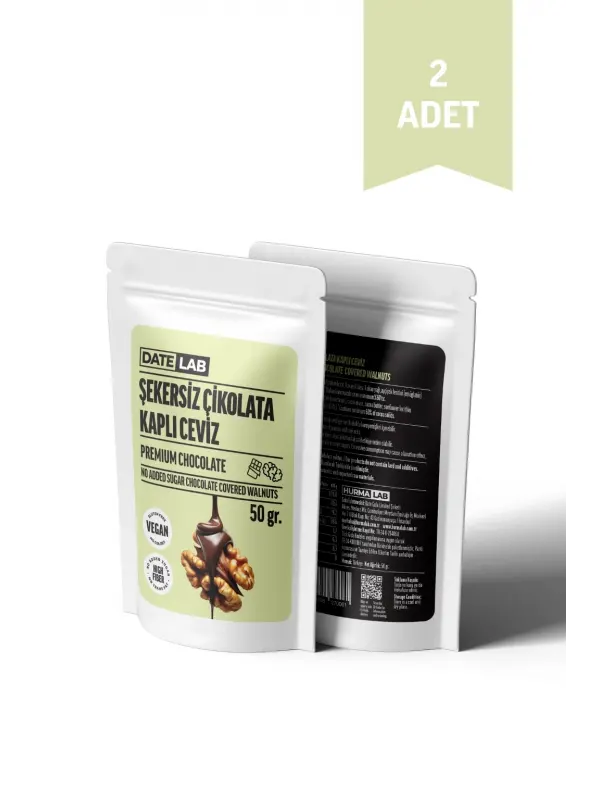 Şekersiz Çikolata Kaplı Ceviz 2 Adet x 50 gr.