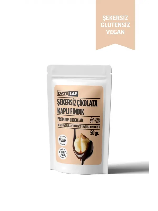 Şekersiz Çikolata Kaplı Fındık 50 gr.