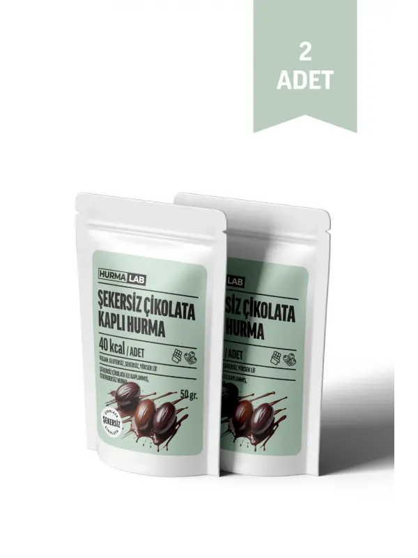 Şekersiz Çikolata Kaplı Hurma 2 Adet x 50 gr.