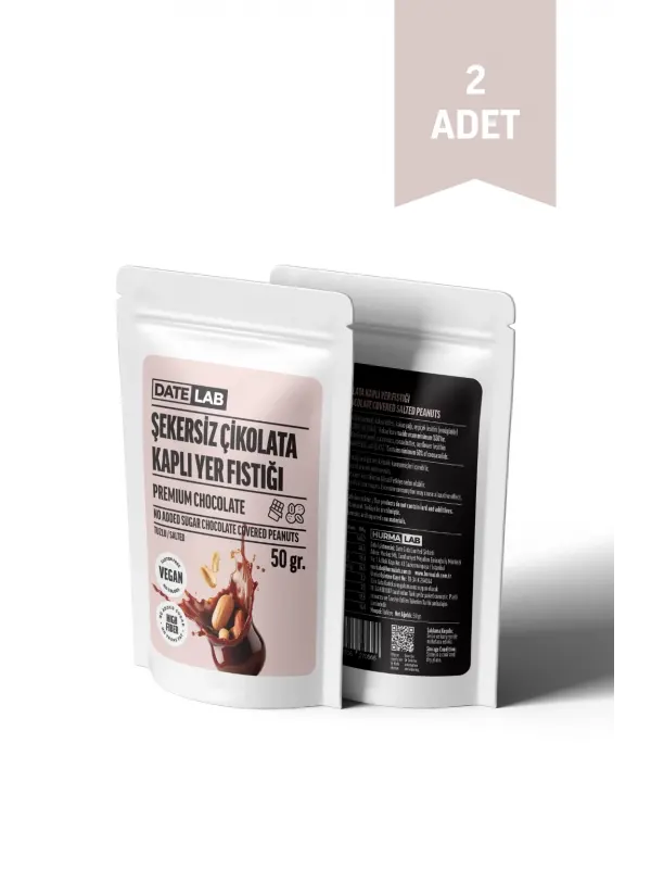 Şekersiz Çikolata Kaplı Yer Fıstığı 2 Adet x 50 gr.