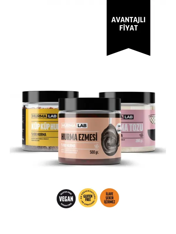HURMALAB Tanışma Paketi 2 (Hurma Tozu, Hurma Ezmesi, Küp Küp Hurma)