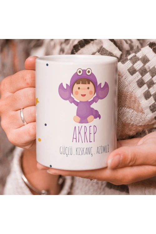 Akrep Burcu Özel Sevimli Beyaz Kupa Bardak