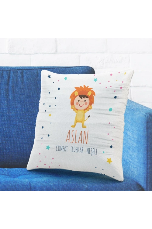 Aslan Burcuna Özel Tasarımlı Sevimli Yastık Kılıfı