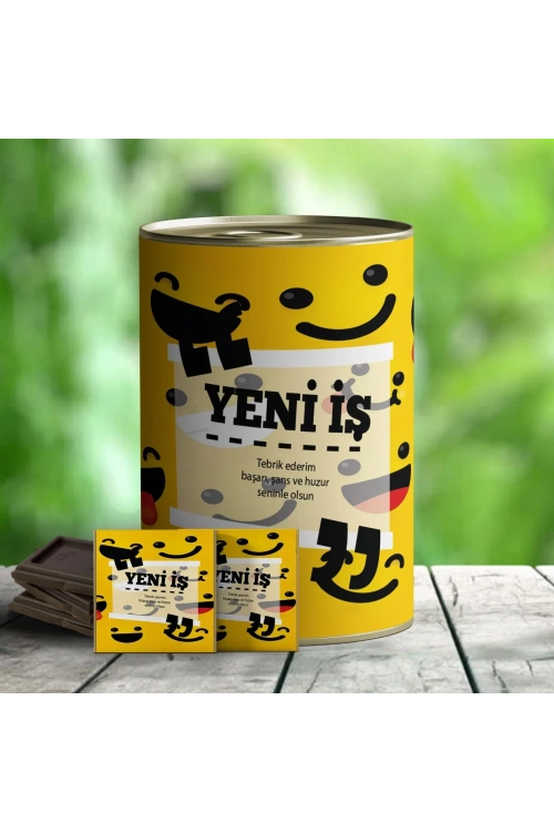 Yeni İş Tebrik Temalı Hediye Çikolata Konservesi