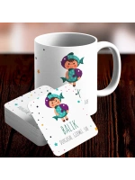 Balık Burcu Özel Sevimli Kupa ve Altlık Seti