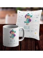 Balık Tasarımlı Sevimli Kupa ve Yastık Kılıfı Seti
