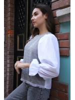 Balon Kol Bluz - BEYAZ