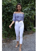 Belden Bağlamalı Bluz - MAVİ