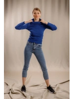 Boğazlı Triko Kazak-SAKS MAVİ