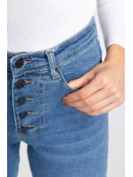 Düğme Detaylı Kesik Paça Slim Fit Jean-MAVİ
